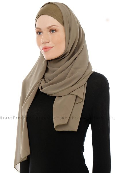 Alara Cross - Olivengrønn One Piece Chiffon Hijab