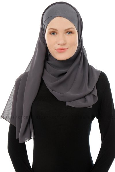 Alara Cross - Antrasitt One Piece Chiffon Hijab
