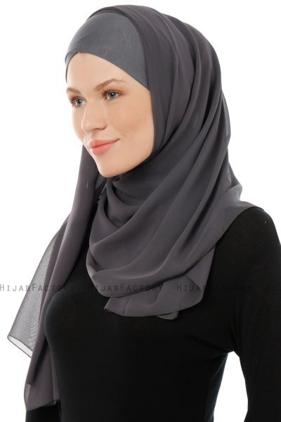 Alara Cross - Antrasitt One Piece Chiffon Hijab