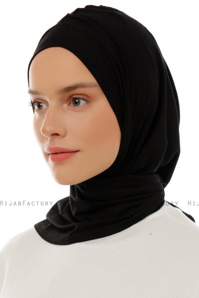 Isra Plain - Svart One-Piece Viskos Hijab