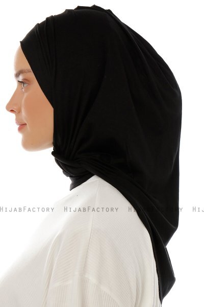 Isra Plain - Svart One-Piece Viskos Hijab