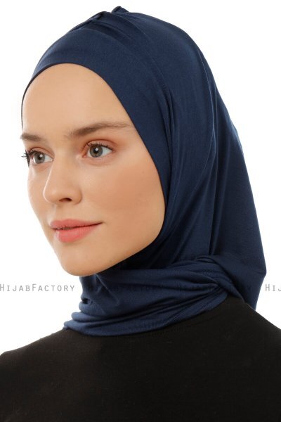 Isra Plain - Marineblå One-Piece Viskos Hijab