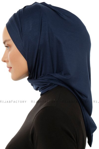 Isra Plain - Marineblå One-Piece Viskos Hijab
