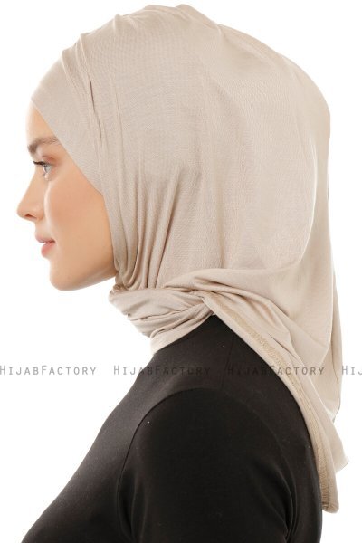 Isra Plain - Lys Taupe One-Piece Viskos Hijab