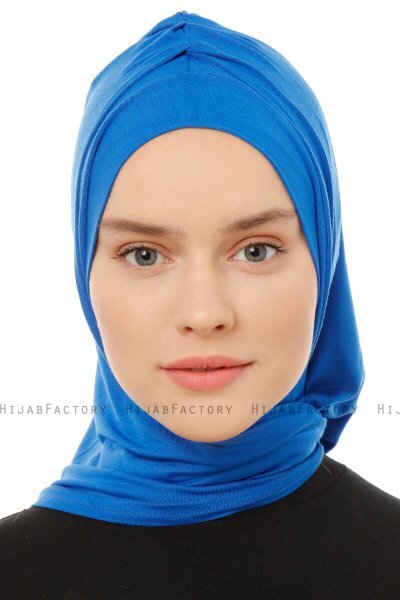 Isra Plain - Blå One-Piece Viskos Hijab