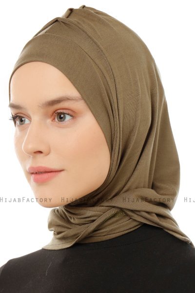Isra Plain - Khaki One-Piece Viskos Hijab