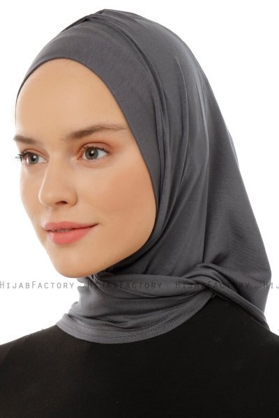 Isra Plain - Mørk Grå One-Piece Viskos Hijab