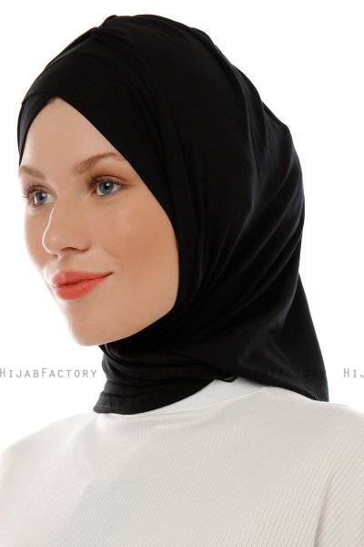 Isra Cross - Svart One-Piece Viskos Hijab
