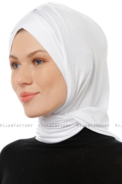 Isra Cross - Hvit One-Piece Viskos Hijab