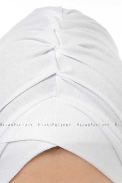 Isra Cross - Hvit One-Piece Viskos Hijab