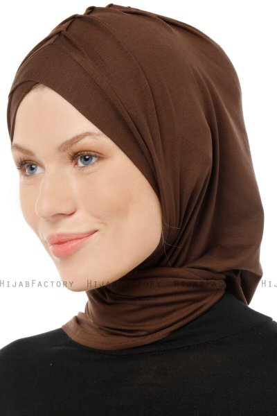 Isra Cross - Brun One-Piece Viskos Hijab