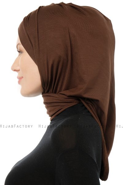 Isra Cross - Brun One-Piece Viskos Hijab