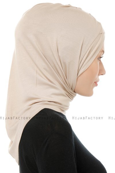 Isra Cross - Lys Taupe One-Piece Viskos Hijab