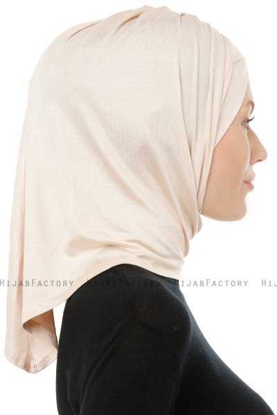 Isra Cross - Beige One-Piece Viskos Hijab