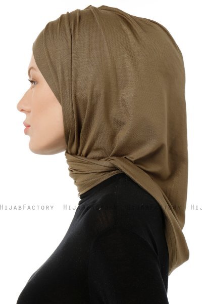 Isra Cross - Khaki One-Piece Viskos Hijab