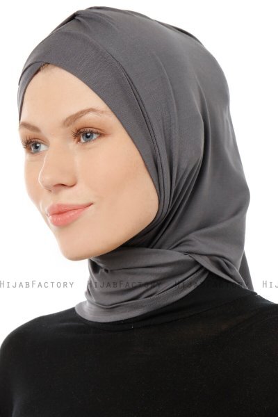 Isra Cross - Mørk Grå One-Piece Viskos Hijab