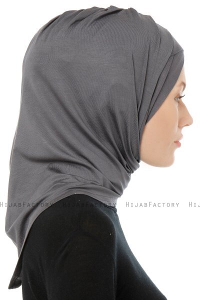Isra Cross - Mørk Grå One-Piece Viskos Hijab