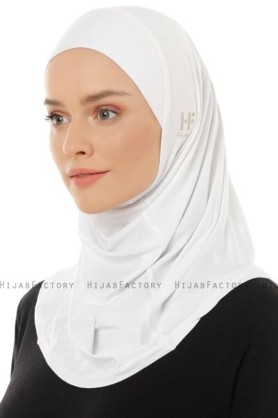 Hanfendy Plain Logo - Hvit One-Piece Hijab