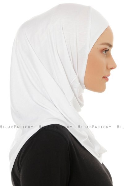Hanfendy Plain Logo - Hvit One-Piece Hijab