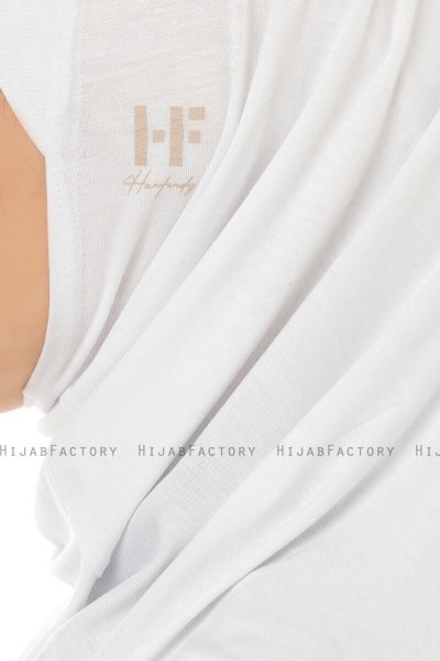 Hanfendy Plain Logo - Hvit One-Piece Hijab