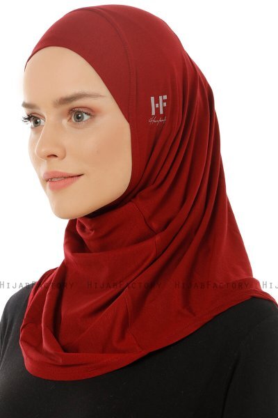 Hanfendy Plain Logo - Bordeaux One-Piece Hijab