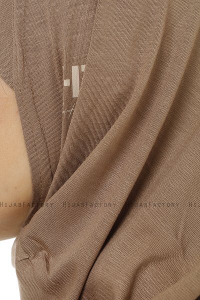 Hanfendy Plain Logo - Mørk Taupe One-Piece Hijab