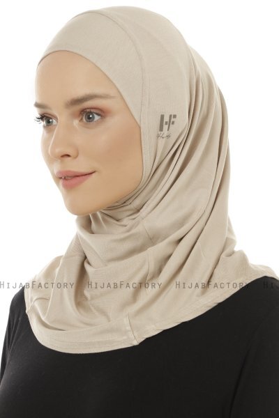 Hanfendy Plain Logo - Lys Taupe One-Piece Hijab