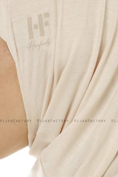 Hanfendy Plain Logo - Beige One-Piece Hijab