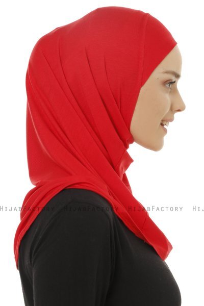 Hanfendy Plain Logo - Rød One-Piece Hijab