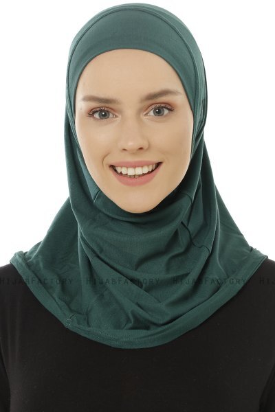 Hanfendy Plain Logo - Mørk Grønn One-Piece Hijab
