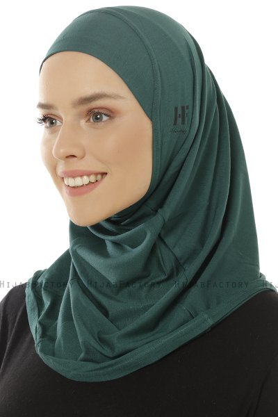 Hanfendy Plain Logo - Mørk Grønn One-Piece Hijab