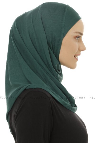 Hanfendy Plain Logo - Mørk Grønn One-Piece Hijab