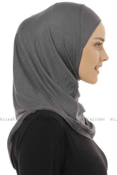 Hanfendy Plain Logo - Mørk Grå One-Piece Hijab
