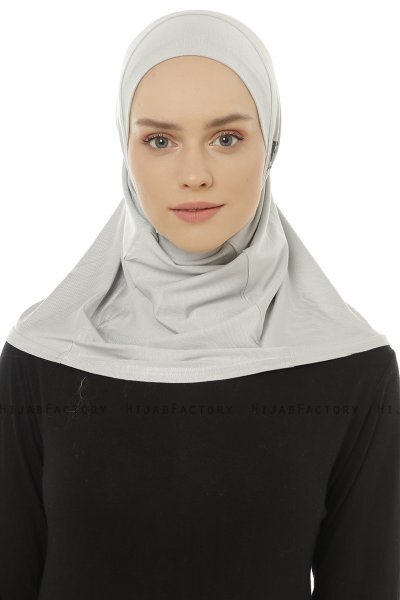 Hanfendy Plain Logo - Lysegrå One-Piece Hijab