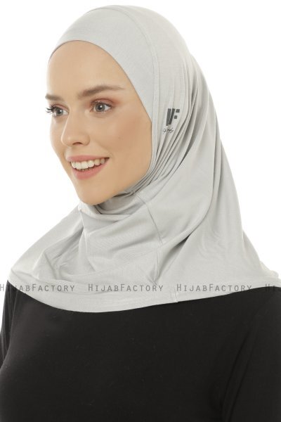 Hanfendy Plain Logo - Lysegrå One-Piece Hijab