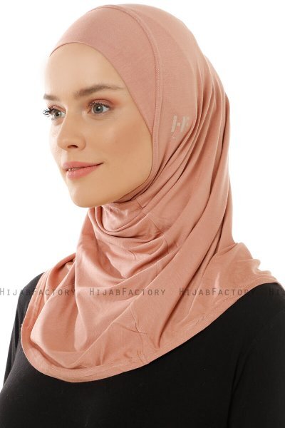 Hanfendy Plain Logo - Peanut One-Piece Hijab