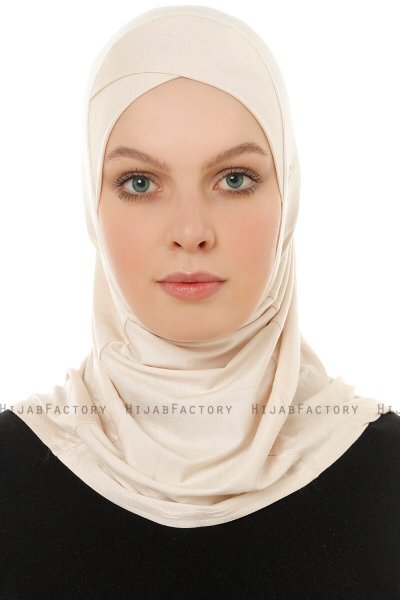 Hanfendy Cross Logo - Beige One-Piece Hijab