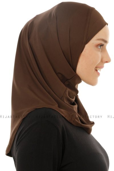 Micro Plain - Brun One-Piece Hijab
