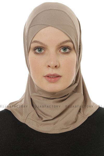 Micro Cross - Mørk Taupe One-Piece Hijab
