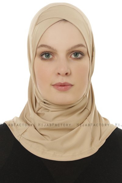 Micro Cross - Beige One-Piece Hijab - Ecardin