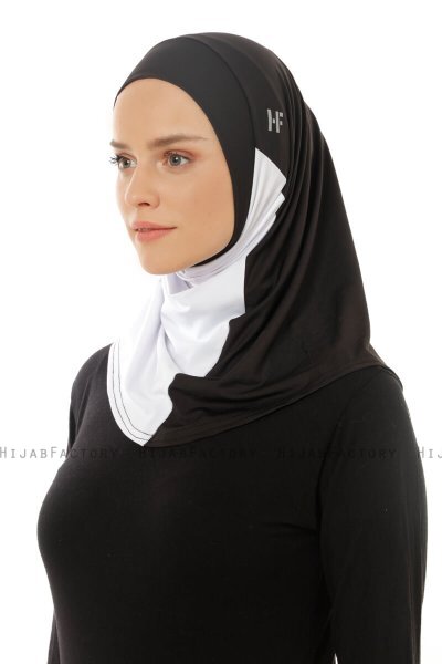 Esin - Svart & Hvit & Lysegrå One-Piece Hijab
