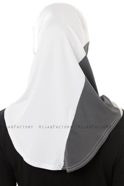 Esin - Hvit & Lysegrå & Antrasitt One-Piece Hijab