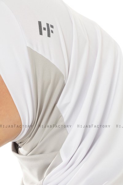 Esin - Hvit & Lysegrå & Antrasitt One-Piece Hijab