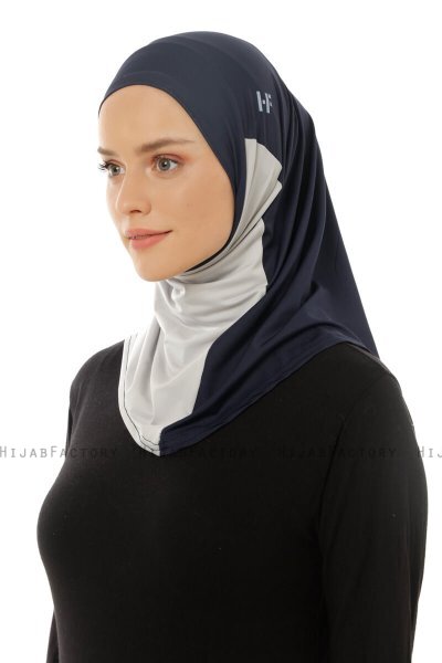 Esin - Marineblå & Lysegrå & Lyseblå One-Piece Hijab