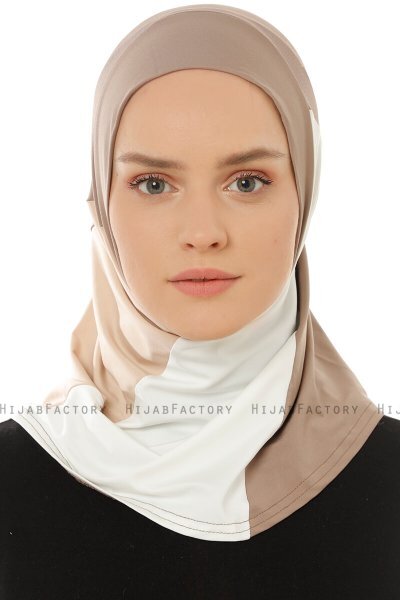Esin - Mørk Taupe & Creme & Lys Taupe One-Piece Hijab