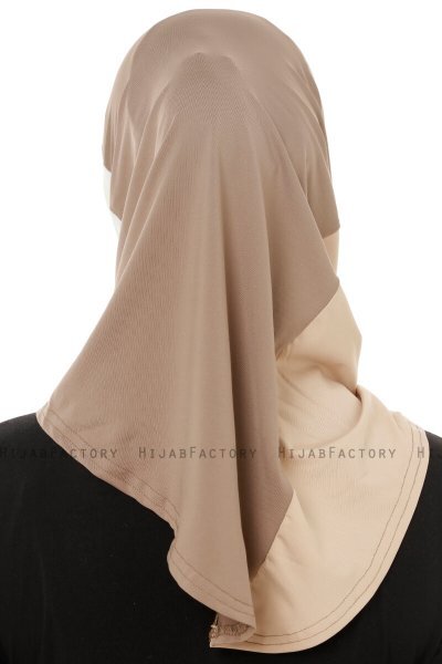 Esin - Mørk Taupe & Creme & Lys Taupe One-Piece Hijab