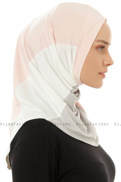 Esin - Gammelrosa & Lysegrå & Creme One-Piece Hijab