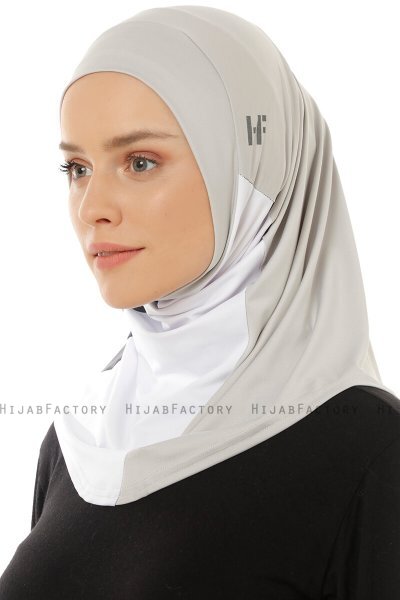 Esin - Lysegrå & Hvit & Antrasitt One-Piece Hijab