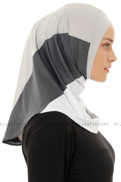 Esin - Lysegrå & Hvit & Antrasitt One-Piece Hijab