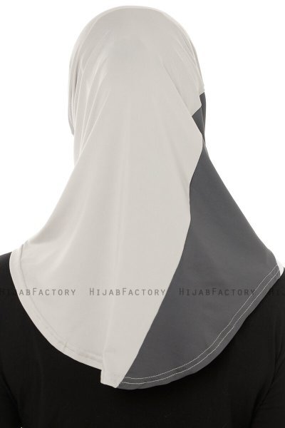 Esin - Lysegrå & Hvit & Antrasitt One-Piece Hijab